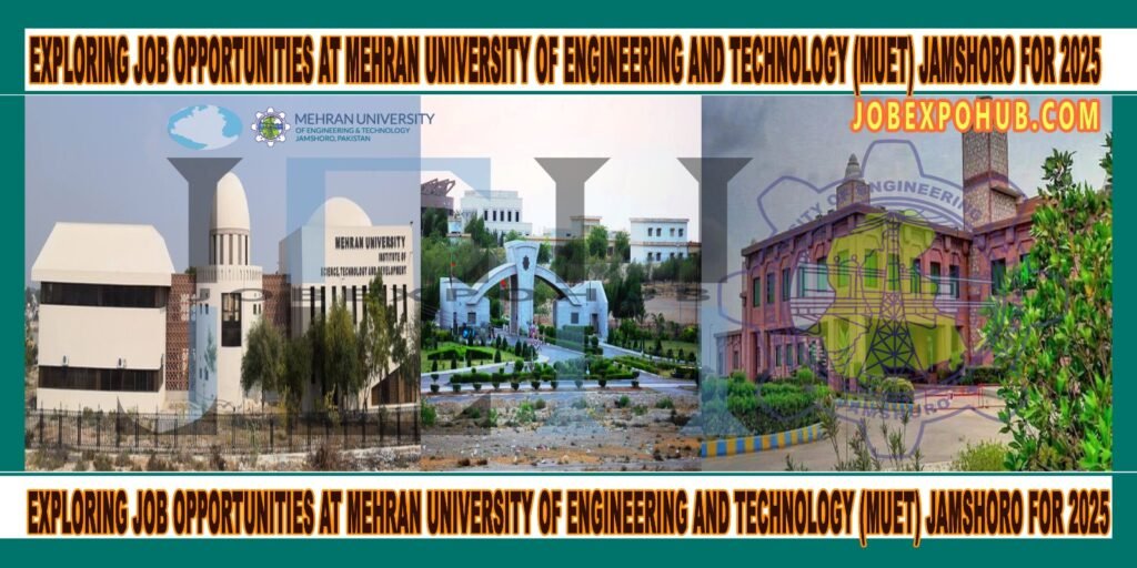 This image is about Exploring Job Opportunities at Mehran University of Engineering and Technology (MUET) Jamshoro for 2025 with my web logo
