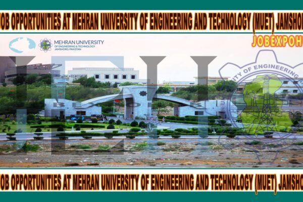 This image is about Exploring Job Opportunities at Mehran University of Engineering and Technology (MUET) Jamshoro for 2025 with my web logo